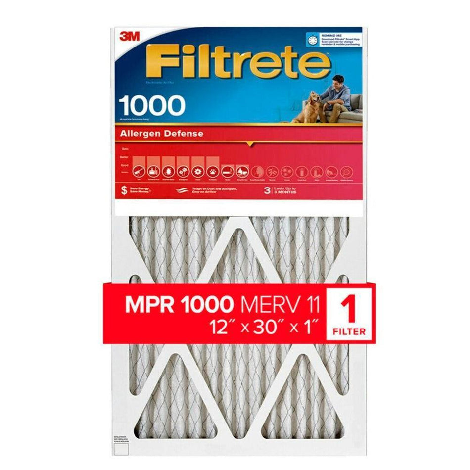3M Filtrete 1000 Micro Allergen & Dust Defense Filter - 12x30x1 - Filtered Waters