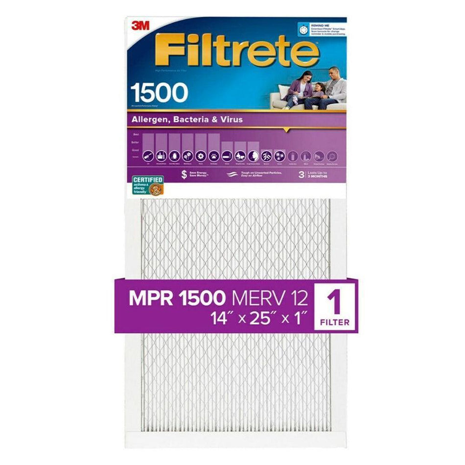 3M Filtrete 1500 Ultra Allergen Reduction Air Filter - 14x25x1 - Filtered Waters