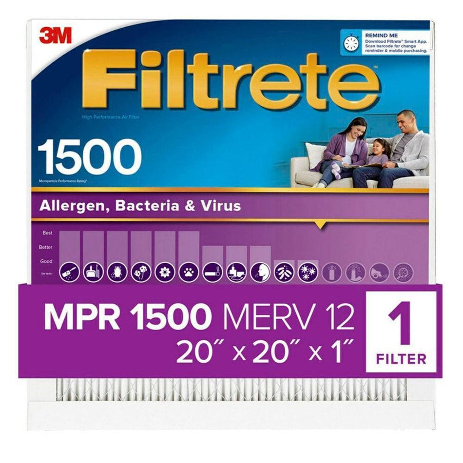 3M Filtrete 1500 Ultra Allergen Reduction Air Filter - 20x20x1 - Filtered Waters